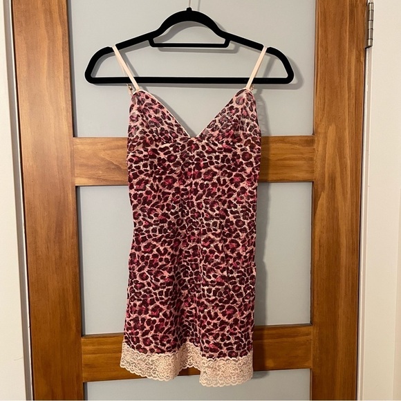 Victoria’s Secret Y2K Pink Cheetah Lace Sheer Slip Lingerie - Picture 1 of 8